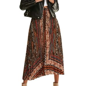 NEW: BOHO ELASTIC WAIST PLEATED MIDI SKIRT